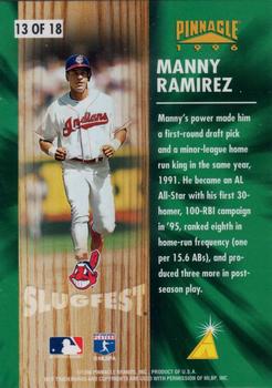 1996 Pinnacle - Slugfest #13 Manny Ramirez Back
