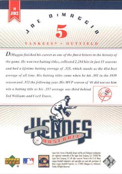 2002 Upper Deck Prospect Premieres - Heroes of Baseball: Joe DiMaggio #HJD2 Joe DiMaggio  Back