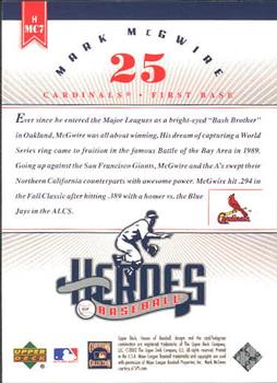 2002 Upper Deck Prospect Premieres - Heroes of Baseball: Mark McGwire #HMC7 Mark McGwire  Back