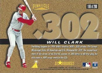 1996 Pinnacle - Starburst #186 Will Clark Back