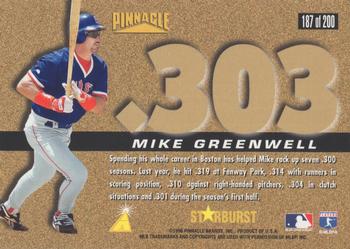 1996 Pinnacle - Starburst #187 Mike Greenwell Back