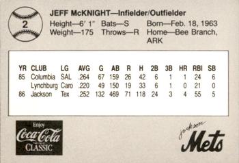 1987 Feder Jackson Mets #2 Jeff McKnight Back