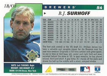 1996 Score #54 B.J. Surhoff Back