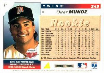 1996 Score #249 Oscar Munoz Back