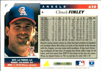 1996 Score #410 Chuck Finley Back