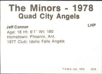 1978 TCMA Quad City Angels #7 Jeff Conner Back