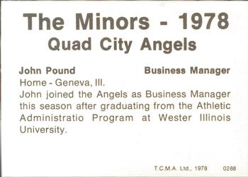 1978 TCMA Quad City Angels #18 John Pound Back