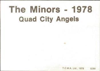 1978 TCMA Quad City Angels #30 Waterloo Municipal Stadium Back