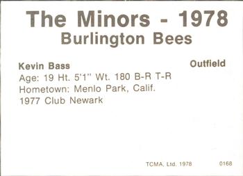 1978 TCMA Burlington Bees #0168 Kevin Bass Back