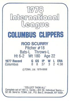 1978 TCMA Columbus Clippers #0068 Rod Scurry Back