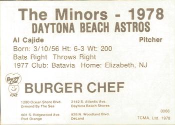 1978 TCMA Daytona Beach Astros #4 Al Cajide Back
