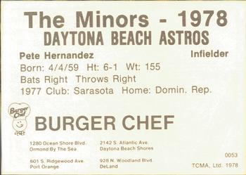 1978 TCMA Daytona Beach Astros #10 Pete Hernandez Back