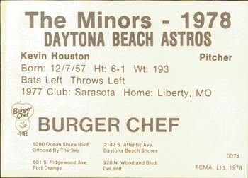 1978 TCMA Daytona Beach Astros #11 Kevin Houston Back