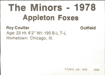 1978 TCMA Appleton Foxes #6 Roy Coulter Back