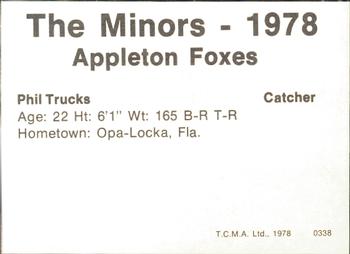 1978 TCMA Appleton Foxes #22 Phil Trucks Back