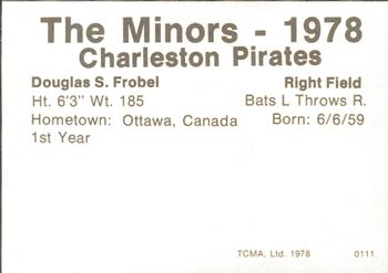 1978 TCMA Charleston Pirates #6 Doug Frobel Back