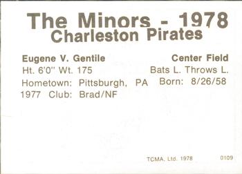 1978 TCMA Charleston Pirates #8 Gene Gentile Back