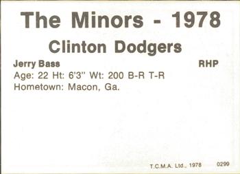1978 TCMA Clinton Dodgers #0299 Jerry Bass Back