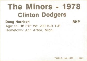 1978 TCMA Clinton Dodgers #0293 Doug Harrison Back