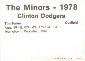 1978 TCMA Clinton Dodgers #0311 Tim Jones Back