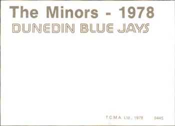 1978 TCMA Dunedin Blue Jays #0445 Tom Dejak Back