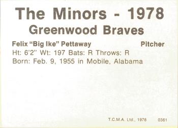 1978 TCMA Greenwood Braves #0361 Felix Pettaway Back