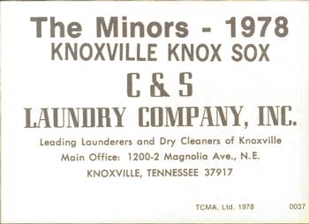 1978 TCMA Knoxville Knox Sox #0037 Ken Frailing Back