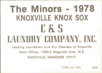 1978 TCMA Knoxville Knox Sox #0028 Mike Wolf Back