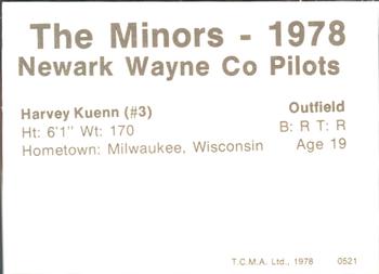 1978 TCMA Newark Wayne Co-Pilots #24 Harvey Kuenn Back