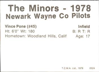 1978 TCMA Newark Wayne Co-Pilots #34 Vince Pone Back