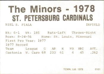1978 TCMA St. Petersburg Cardinals #NNO Neil Fiala Back