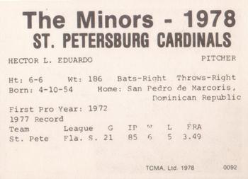 1978 TCMA St. Petersburg Cardinals #NNO Hector Eduardo Back