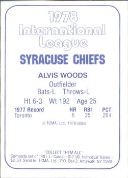 1978 TCMA Syracuse Chiefs #65 Alvis Woods Back