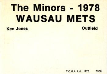 1978 TCMA Wausau Mets #0386 Ken Jones Back