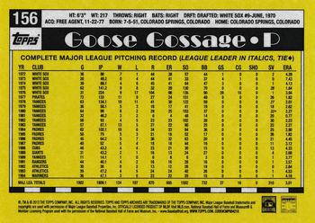 2013 Topps Archives #156 Goose Gossage Back