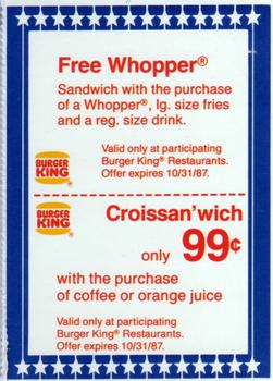 1987 Burger King All-Pro #NNO Coupon Front