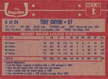 1988 Chef Boyardee #6 Tony Gwynn Back