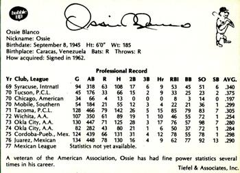 1978 Tiefel & Associates Denver Bears #NNO Ossie Blanco Back