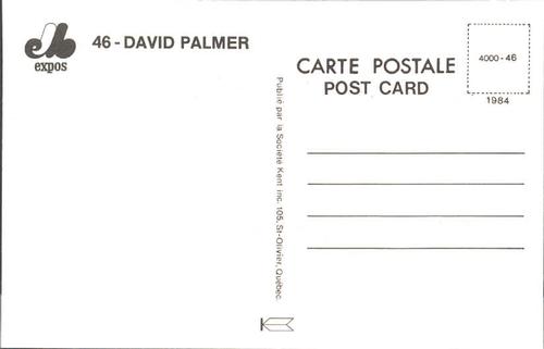 1984 Montreal Expos Postcards #NNO David Palmer Back