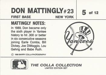 1990 The Colla Collection Limited Edition Don Mattingly #5 Don Mattingly Back