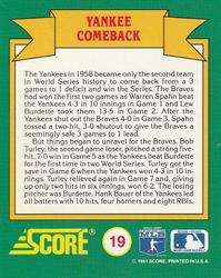 1991 Score - Magic Motion: World Series Trivia #19 Yankee Comeback Back