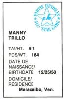 1982 All-Star Game Program Inserts #NNO Manny Trillo Back