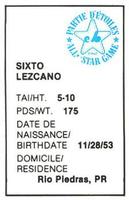 1982 All-Star Game Program Inserts #NNO Sixto Lezcano Back