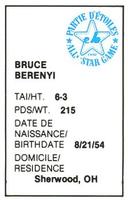 1982 All-Star Game Program Inserts #NNO Bruce Berenyi Back