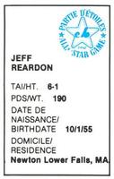 1982 All-Star Game Program Inserts #NNO Jeff Reardon Back