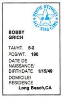 1982 All-Star Game Program Inserts #NNO Bobby Grich Back