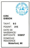 1982 All-Star Game Program Inserts #NNO Kirk Gibson Back