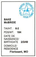 1982 All-Star Game Program Inserts #NNO Bake McBride Back