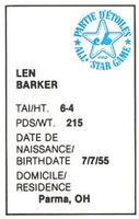 1982 All-Star Game Program Inserts #NNO Len Barker Back