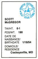 1982 All-Star Game Program Inserts #NNO Scott McGregor Back